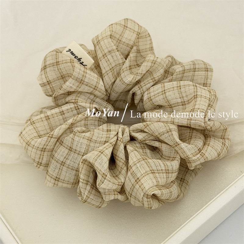 Women's Soft Cloth Daily Hair Tie Scrunchie Beige Solid Color