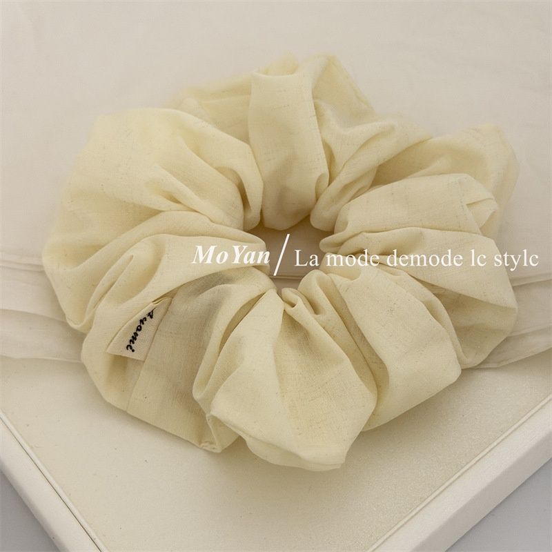 Women's Soft Cloth Daily Hair Tie Scrunchie Beige Solid Color