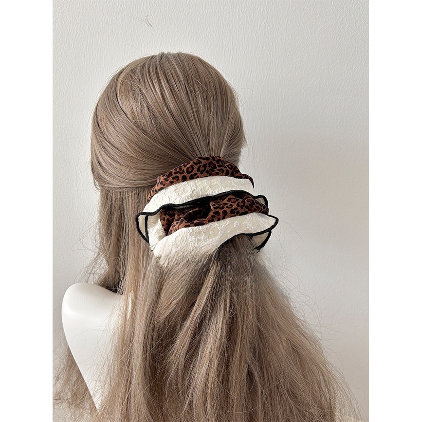 Women Stylish Hair Band Removable Bow Transparent Leopard Print