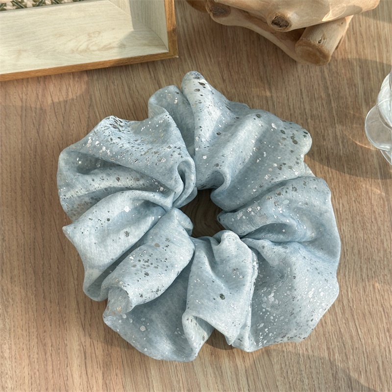 Women's Shiny Elastic Fabric Headband Hair Tie Solid Blue Champagne Black