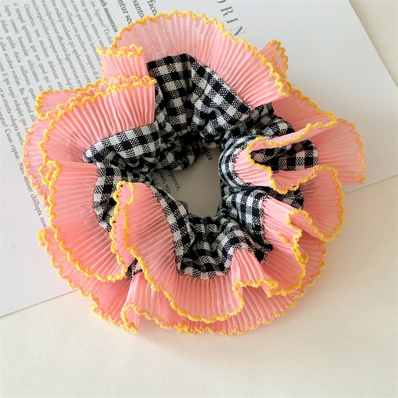 Women's Elegant Cloth Hair Tie for Weekend Banquets Chic Plaid