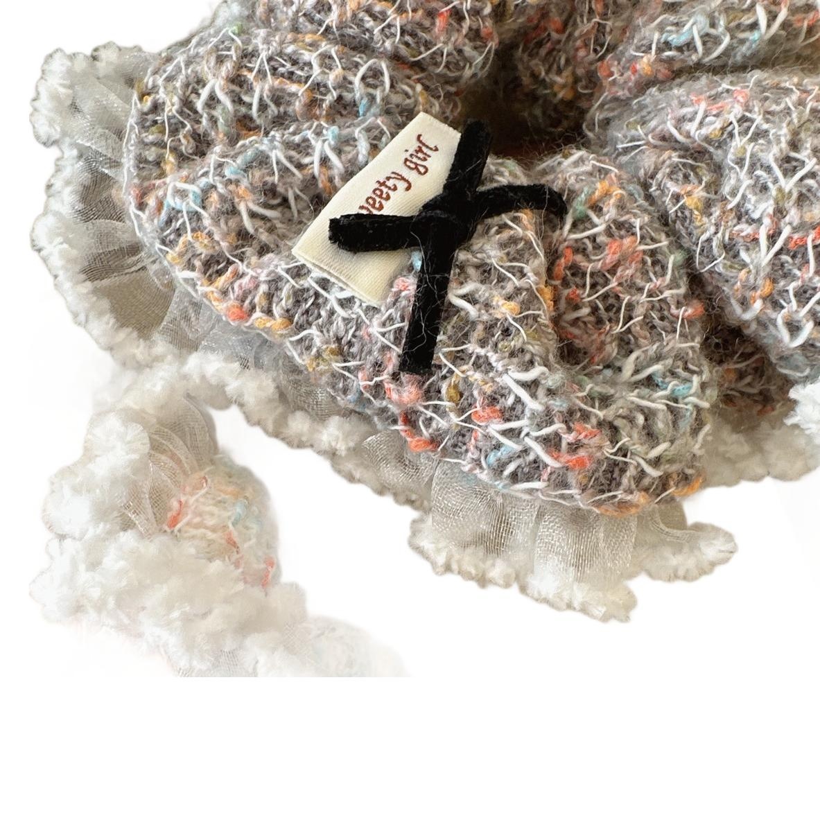 Women's Autumn Winter Wool Yarn Hair Tie French Lace Bow Knot