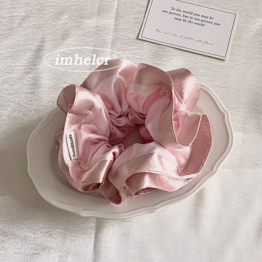 Women's French Style Spring Satin Hair Tie Scrunchie Solid Color