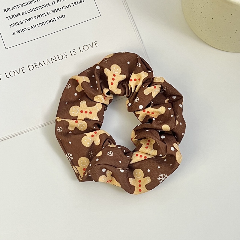 Women's Christmas Elastic Hair Scrunchies Handmade Santa Snowman Cloth Ties