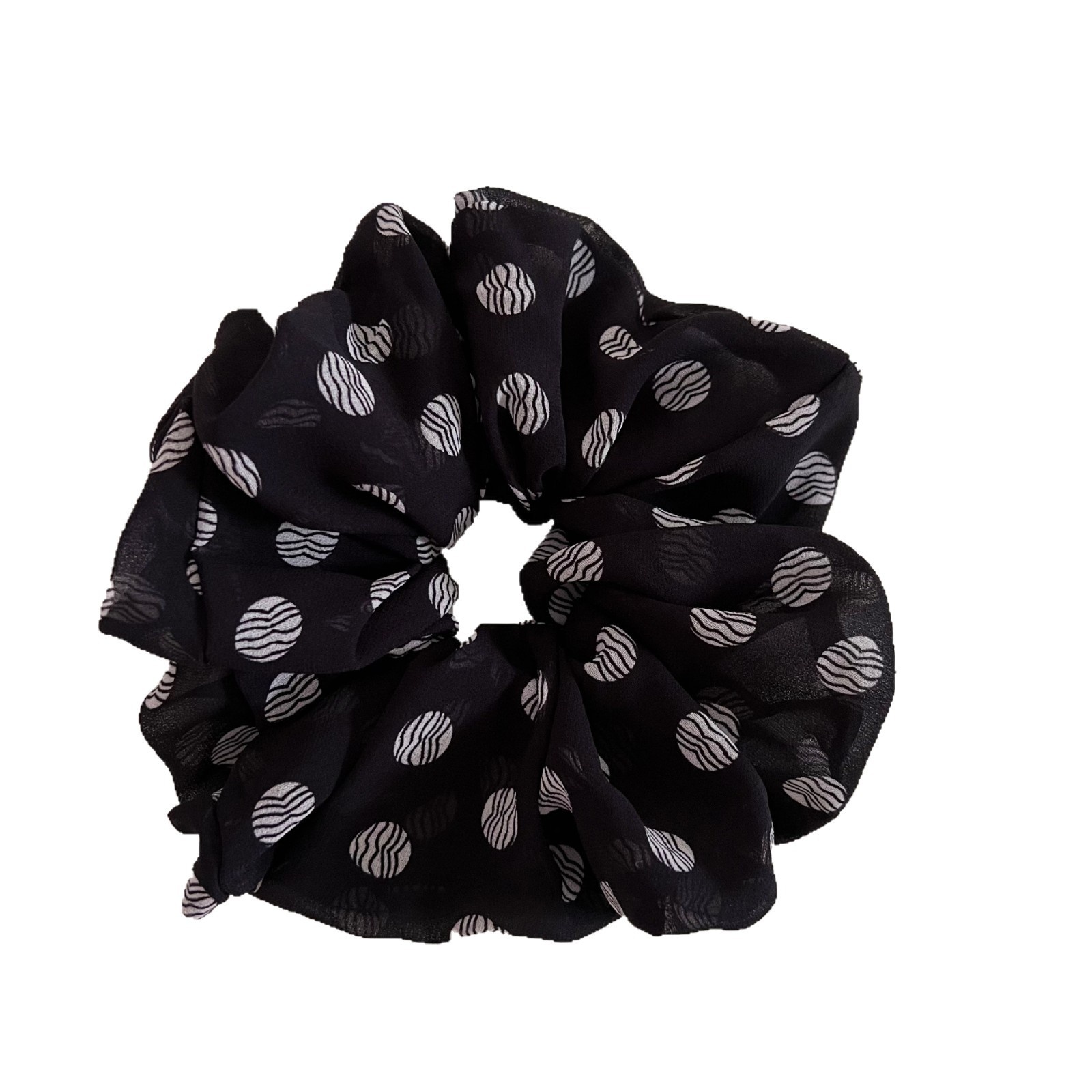 Women's Vintage Cloth Hair Tie For Ponytails Brown Polka Dot