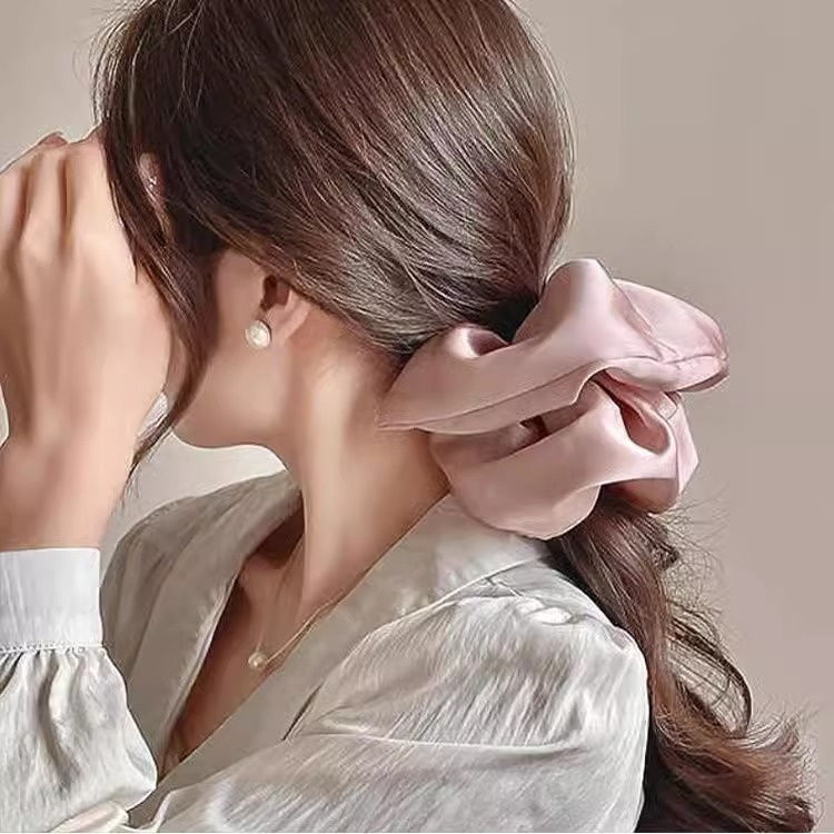 Women's High-End Oversized Satin Scrunchie Hair Accessories Printed