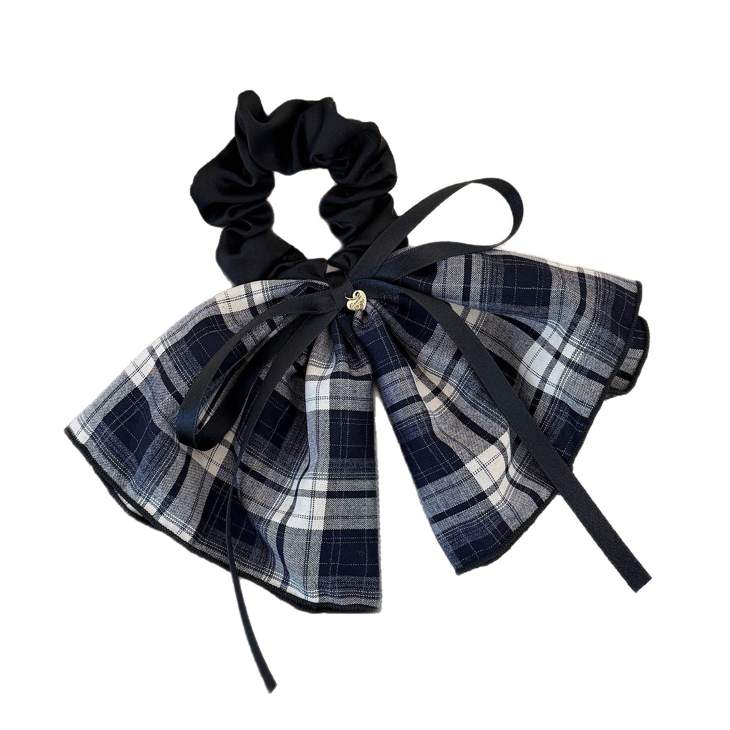 Women's Everyday Cloth Bow Tie Hair Scrunchies Coffee Black Plaid
