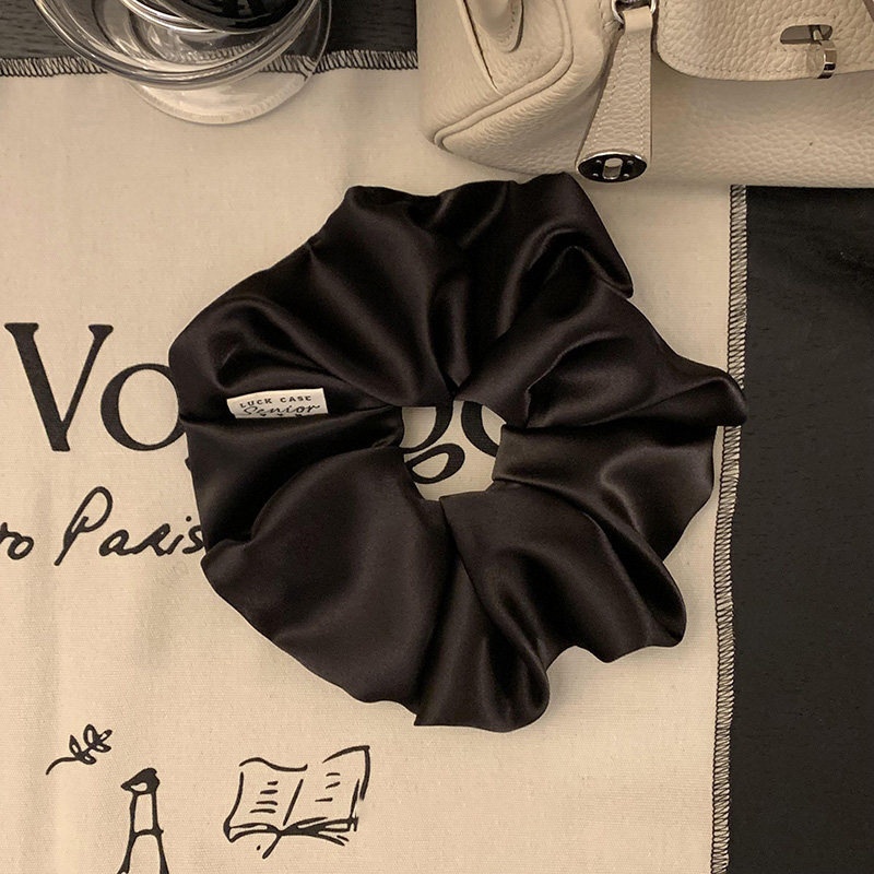 Women Irregular Satin Hair Tie Elegant Spring Hair Accessory Black
