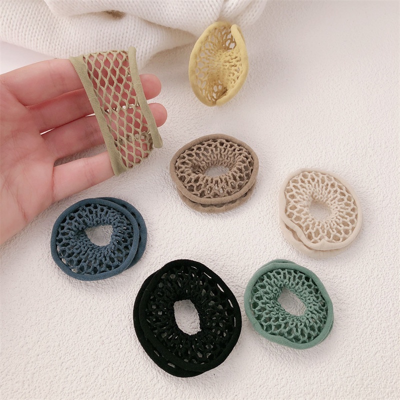 Women's Durable Polyester Hair Tie For Daily Styling Yellow Grid Pattern