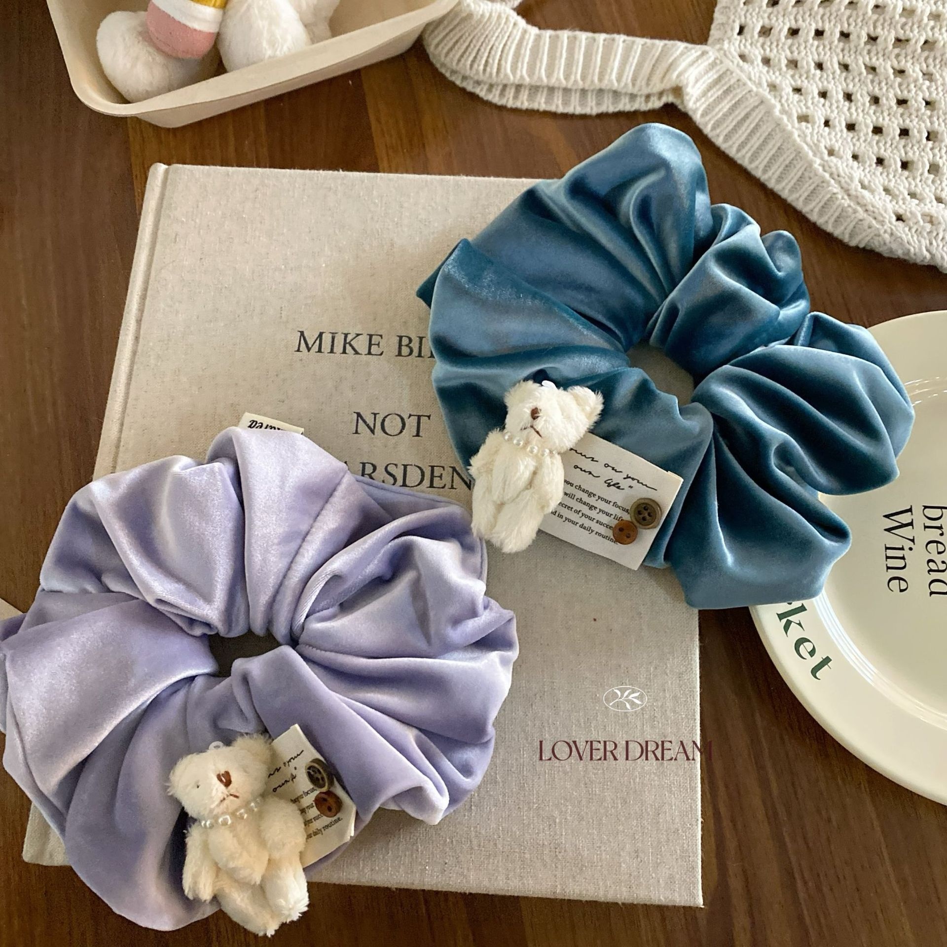 Women's Cute Plush Animal Velvet Large Bow Hair Ties Soft Texture Accessories
