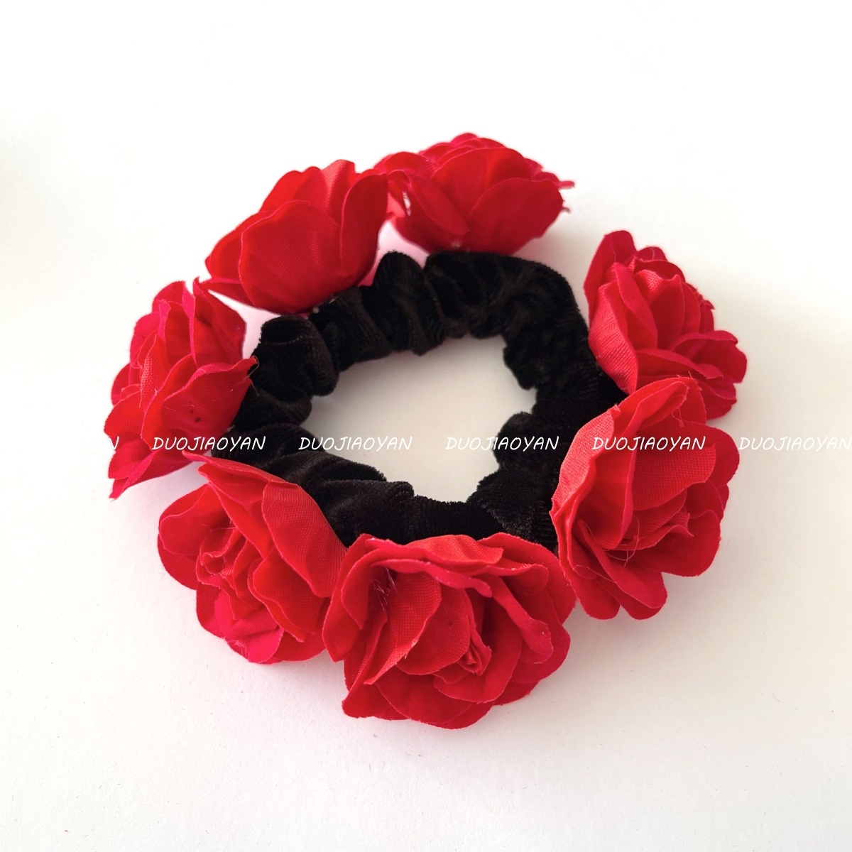 Women's Christmas Bridal Fabric Hairband Red Magnolia Flower