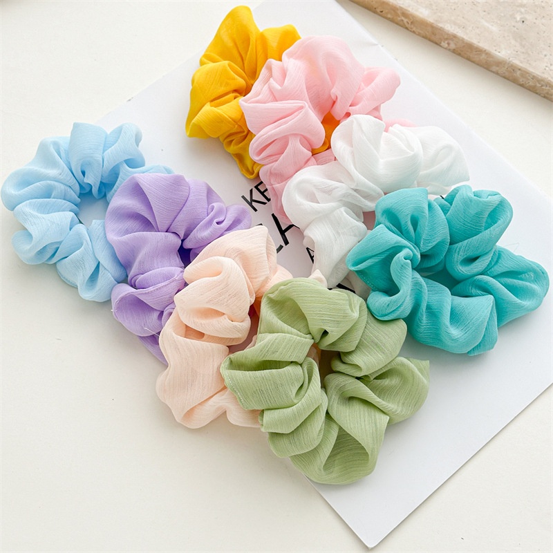 Women's Spring Polyester Hair Tie Simple Rubber Band Solid Blue