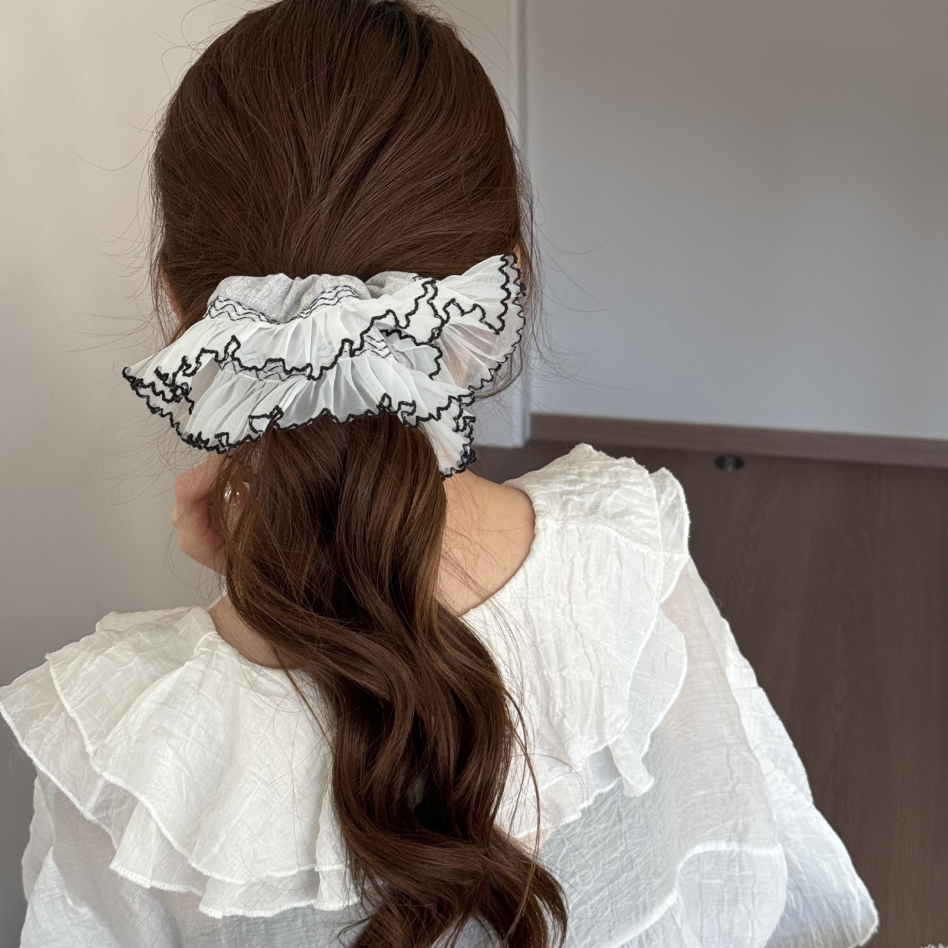 Women's Spring Daily Wear Polyester Hair Tie Scrunchies Grey Lace