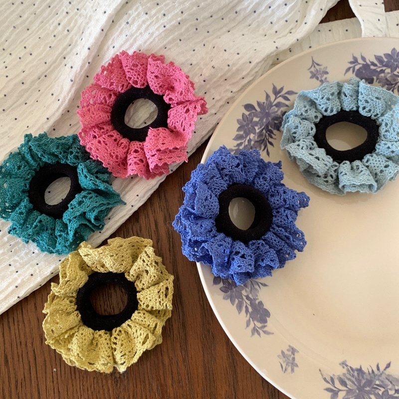 Women's Elegant Lace Hair Tie in Light Blue, Solid Color Spring Accessory