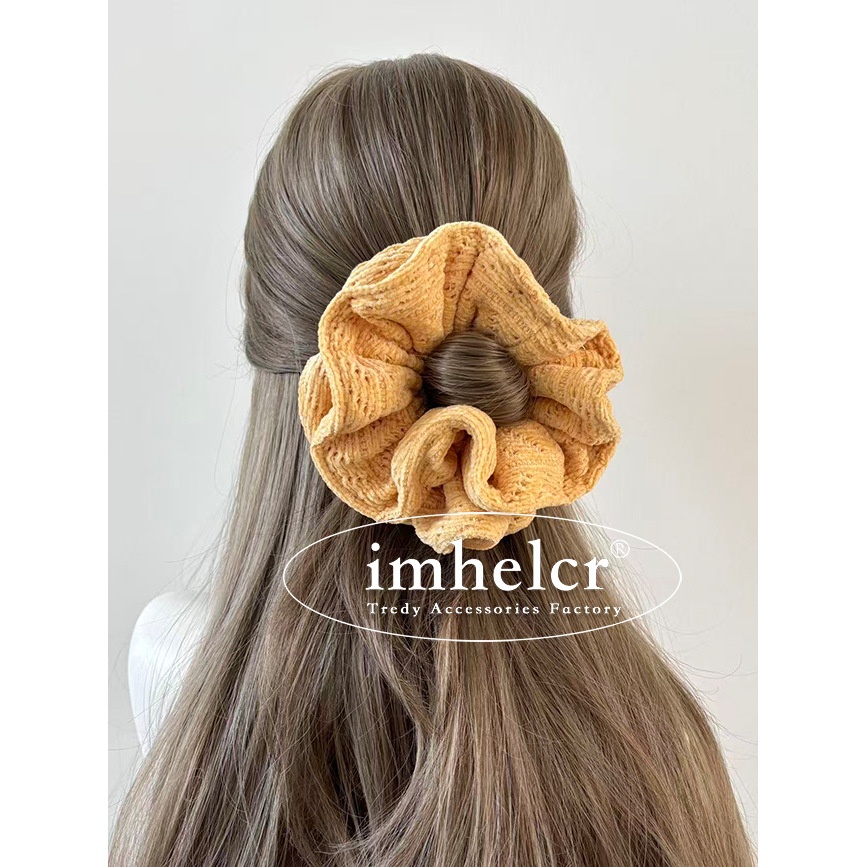 Women's Soft Velvet Hair Scrunchie For Autumn Winter Solid White
