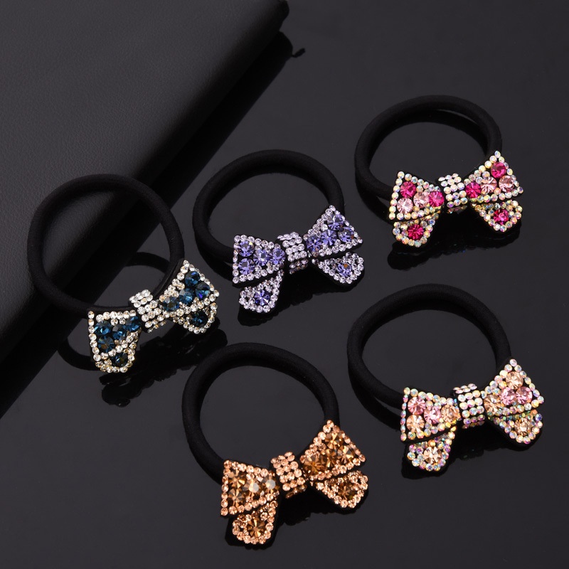 Ladies Elegant Party Hairband Hair Tie Rhinestone Cloth Bowknot