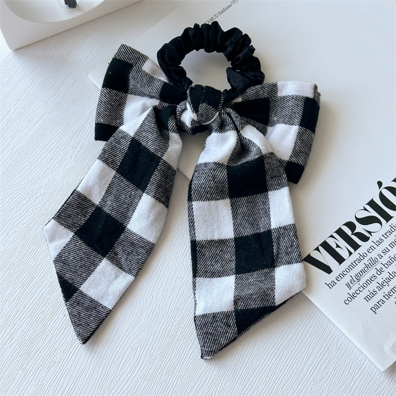 Women's Daily Handmade Ribbon Bow Ponytail Scrunchie Color Block Skull