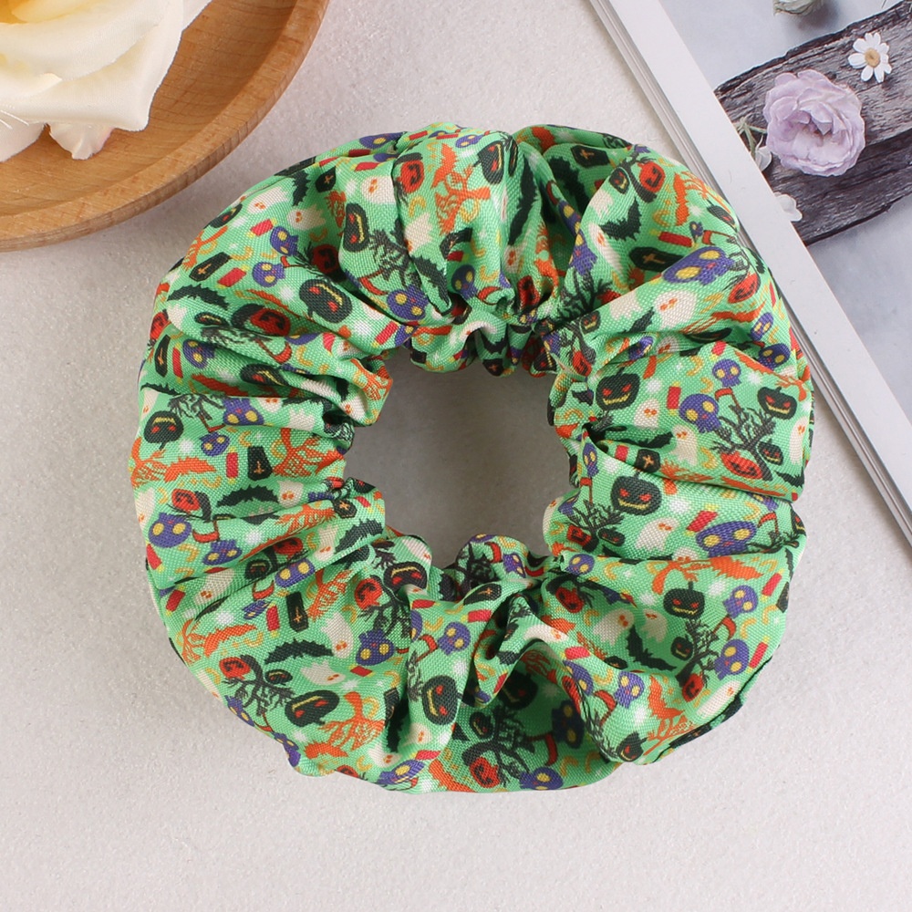Women's Halloween Party Fabric Hair Scrunchies Colorful Skull Pattern