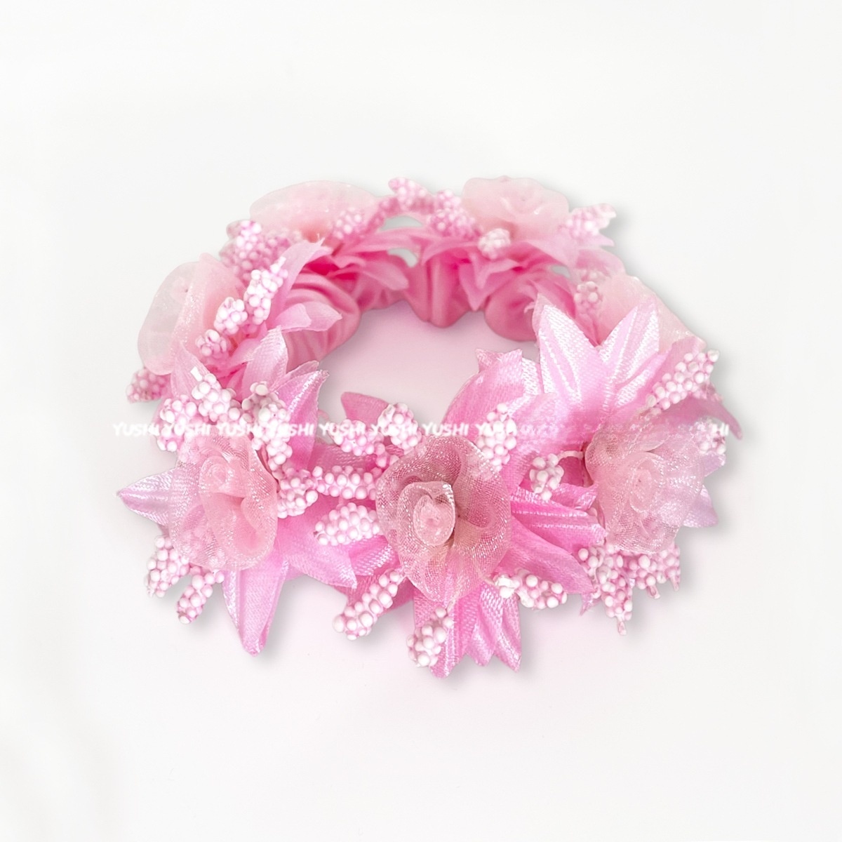 Women's Vintage Rose Cloth Hair Tie For Winter Champagne Floral
