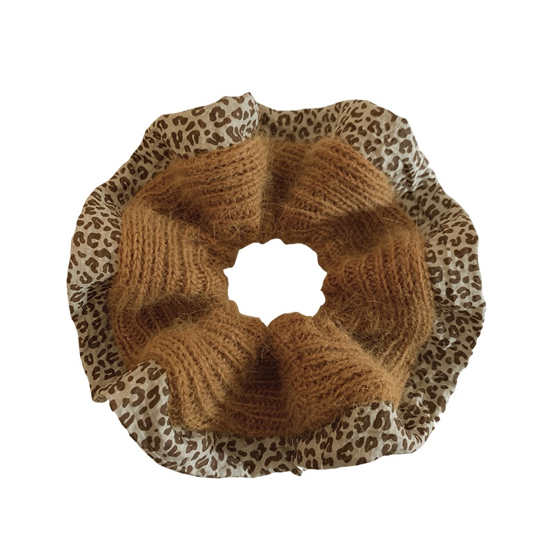 Women's Winter Knitted Elastic Hair Bands Retro Leopard Spotted
