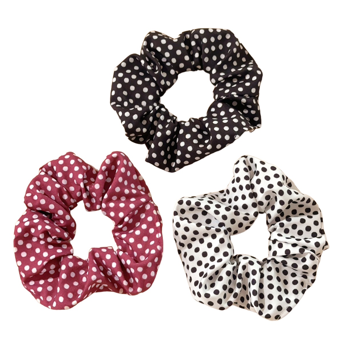 Women's Versatile Cloth Elastic Bun Hair Ties Retro Polka Dot