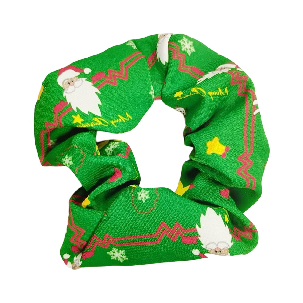 Women's Christmas Cloth Scrunchie Festival Hair Tie Solid Color
