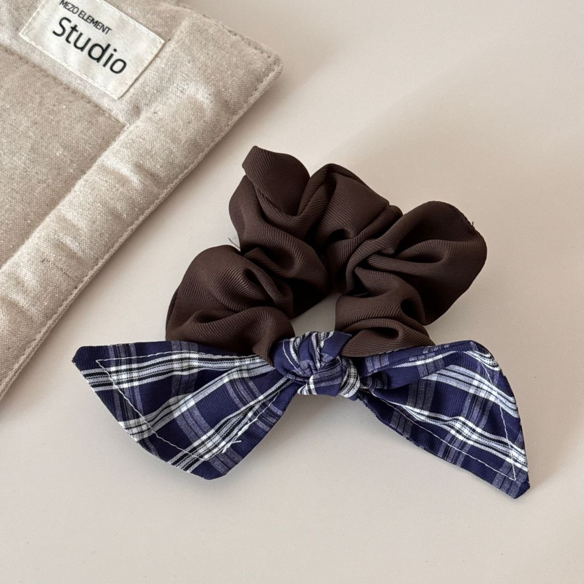 Women's High-End Polka Dot Plaid Butterfly Knot Large Elastic Hair Ties