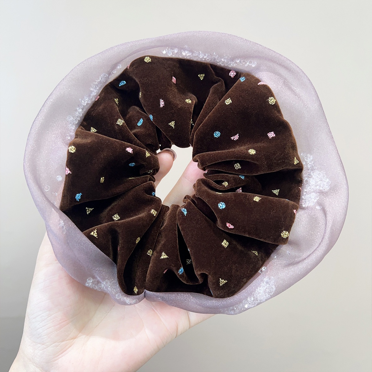 Women's Winter Rhinestone Flocked Holiday Hairband Coffee Red Black