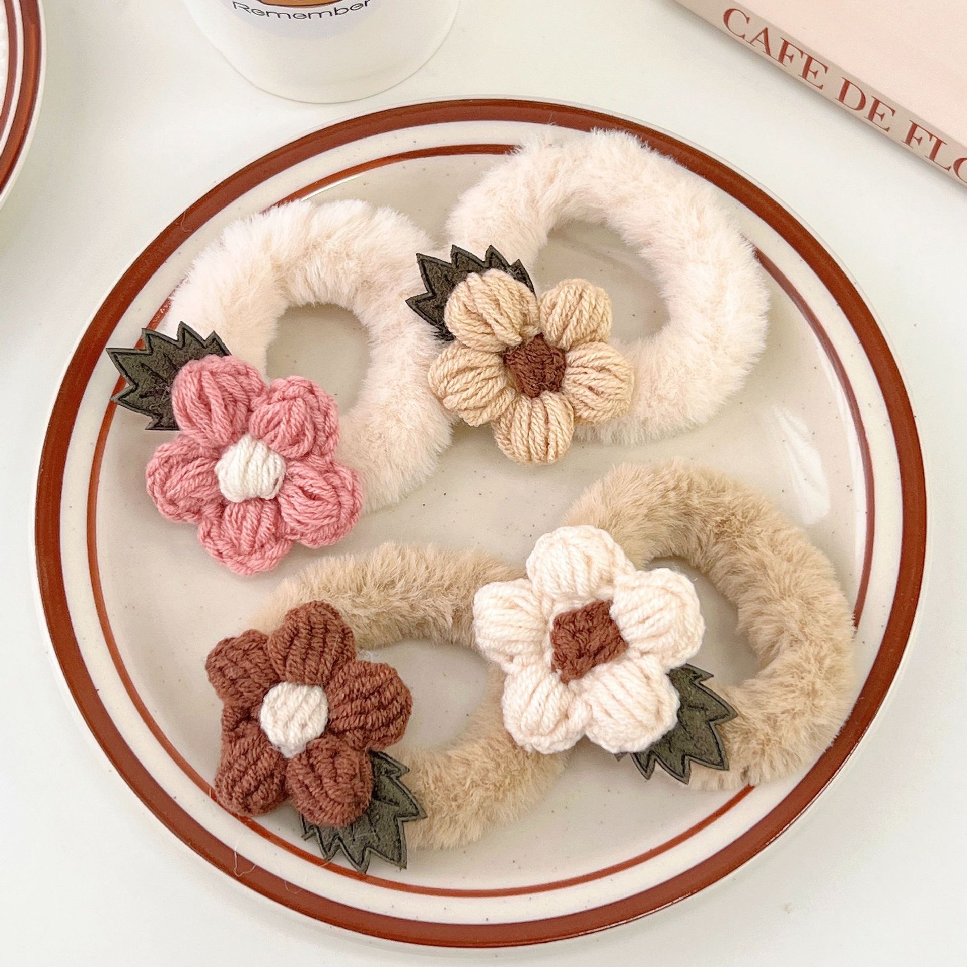 Women's Daily Plush Scrunchie Hair Tie Sweet Patchwork Flower
