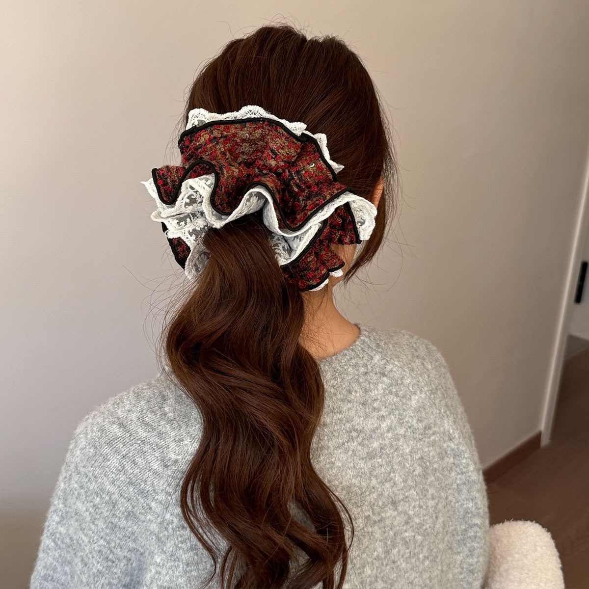 Women's All Season Cloth Hair Tie Scrunchies Lace Floral Dot Pattern