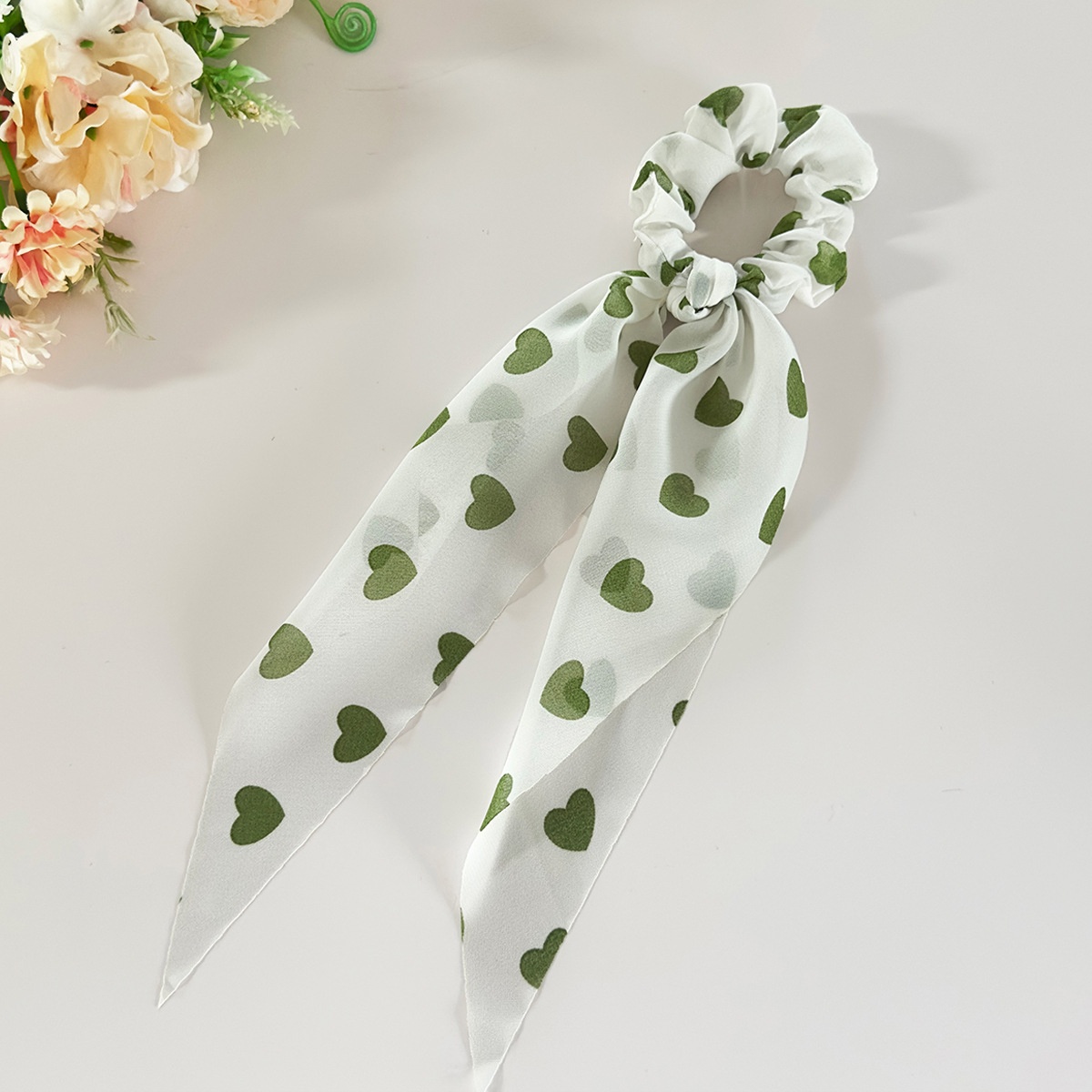 Women's Valentine Gauze Large Bowknot Hair Tie Sweet Heart Pattern