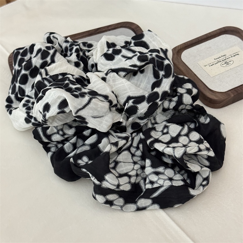 Women's Retro Spring Cloth Hair Tie Rubber Band Beige Ink Floral