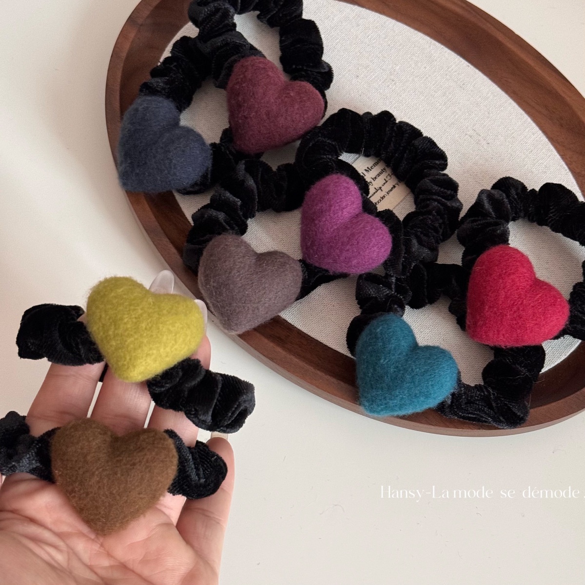 Women's Winter Essential Wool Felt Headband Black Heart Shape