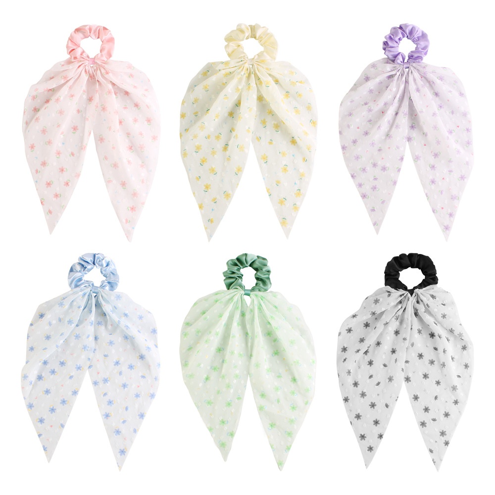 Women's Everyday Gauze Bowknot Hair Tie Scrunchie Colorful Ditsy Floral