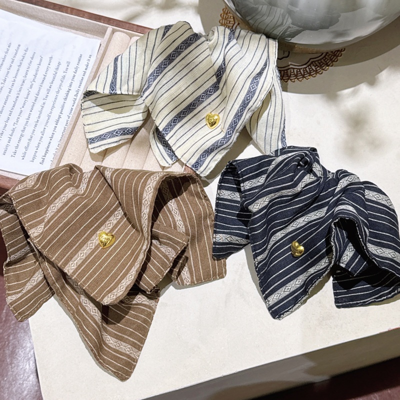 Women's Elegant Retro Striped Scarf Hair Tie Cloth Ponytail Holder