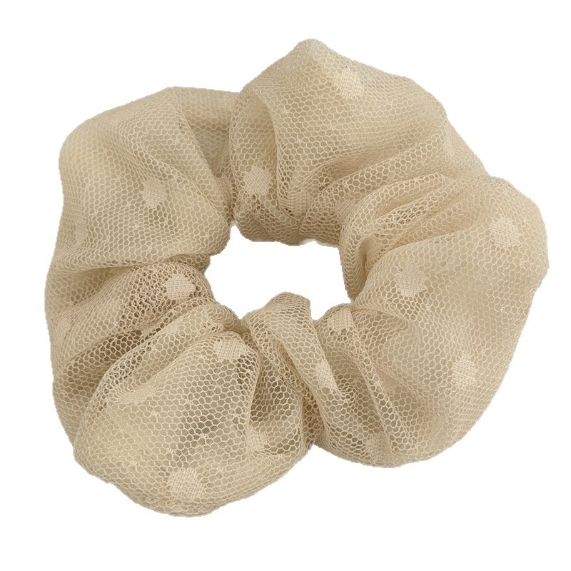 Women's Spring Summer Lace Gauze Bubble Braid Hair Tie Beige Black