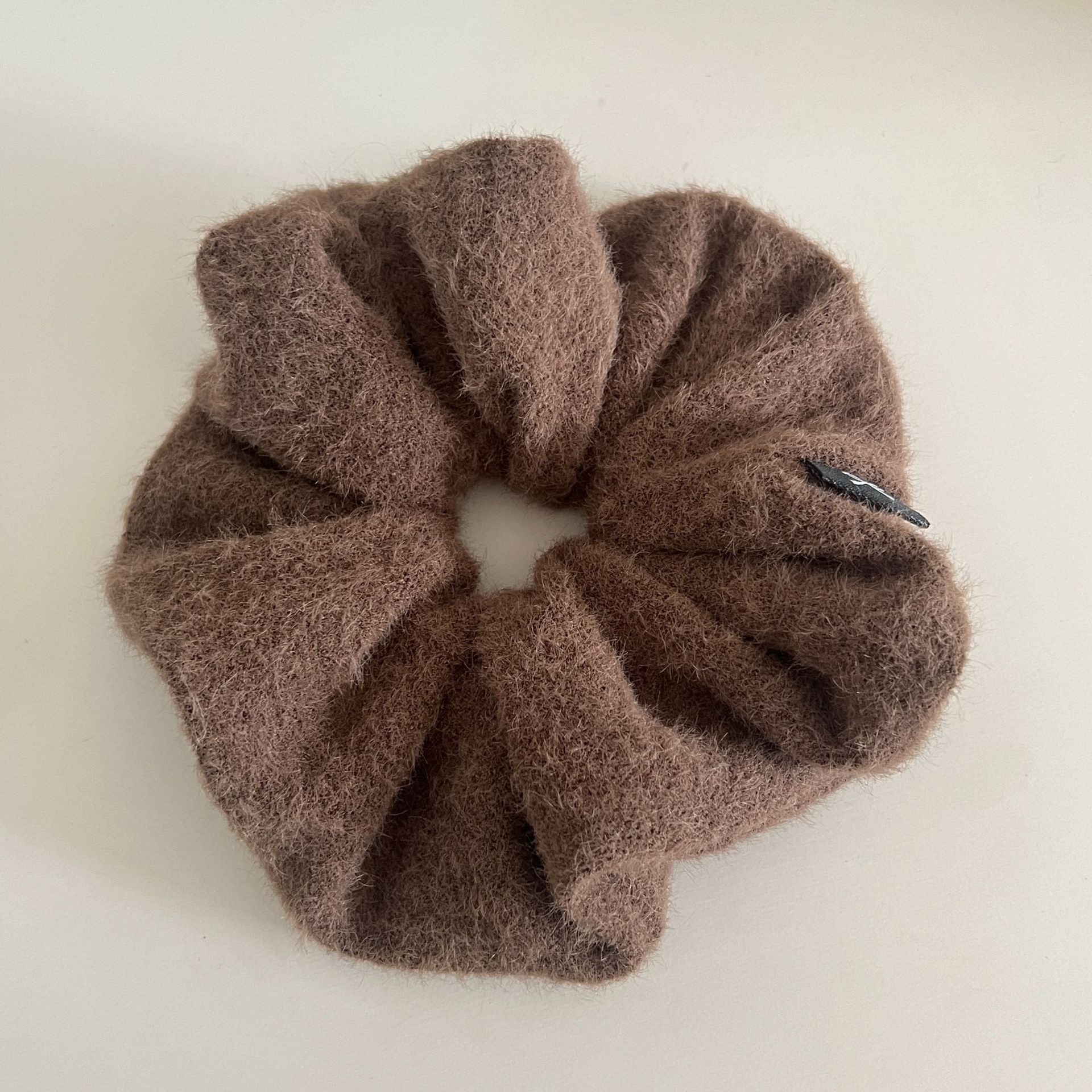 Women's Autumn Winter Plush Bowknot Hair Tie Scrunchie Brown Grey Black