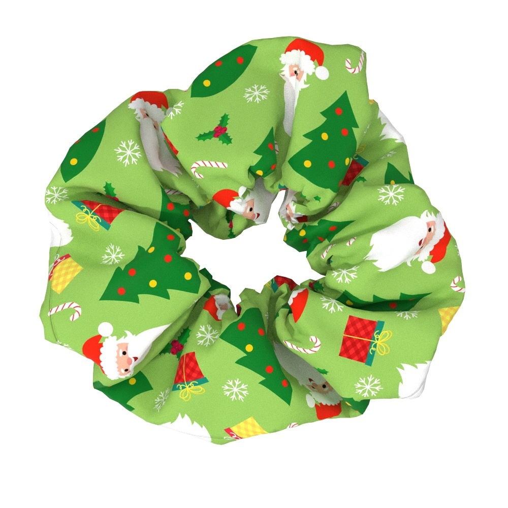 Women's Large Bow Hair Ties Festive Christmas Tree Pattern Cloth Headwear