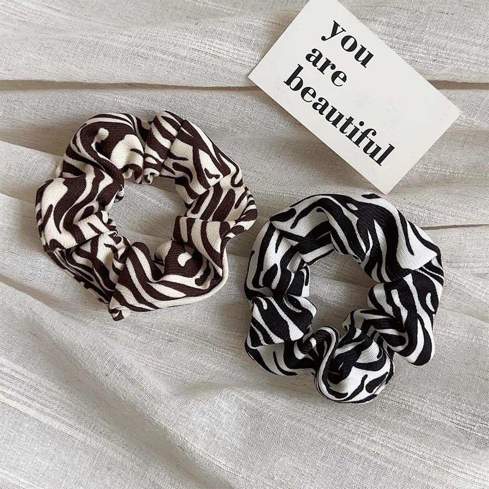 Women's Stylish Retro Cloth Hair Scrunchie Black Zebra Pattern