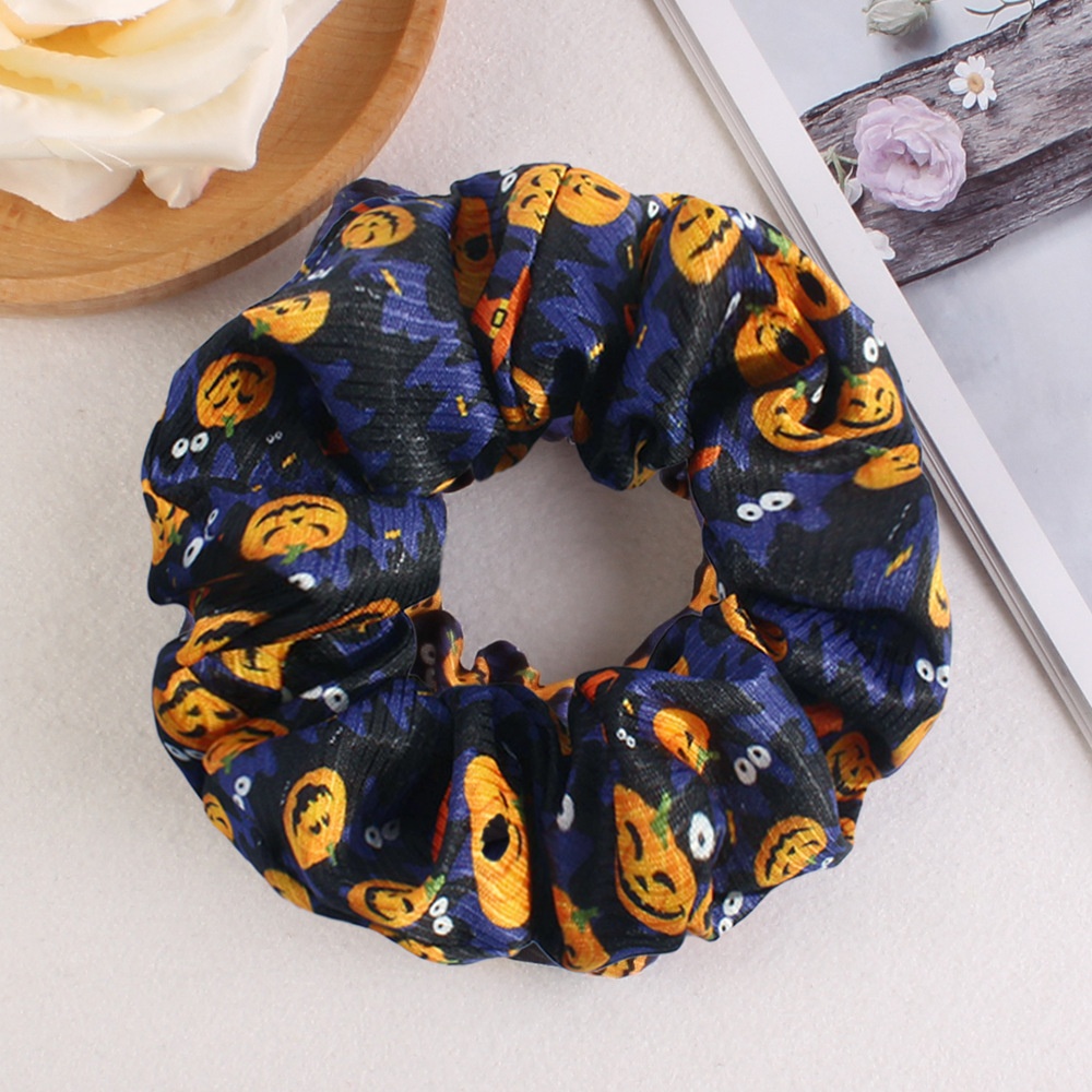 Women's Halloween Party Fabric Hair Scrunchies Colorful Skull Pattern