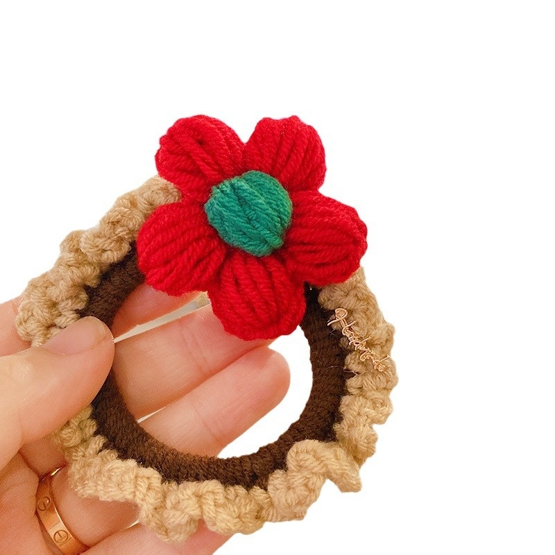 Women's Christmas Party Knitted Cotton Elastic Hair Ties Deer Snowman