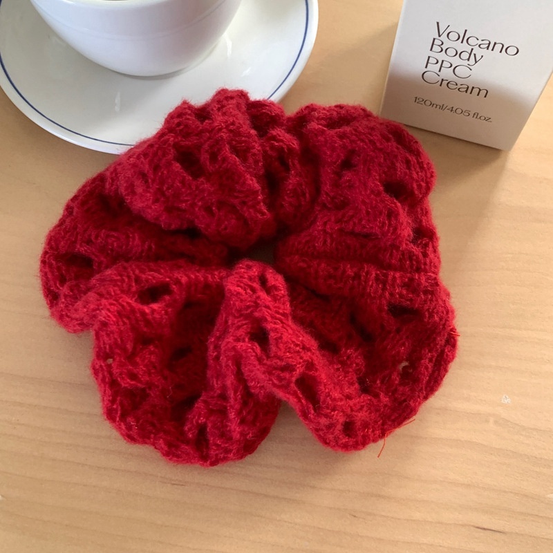 Women's Warm Knitted Wool Hair Scrunchies Autumn Winter Solid Color