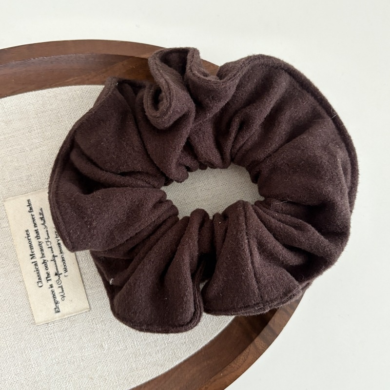 Women's Winter Soft Wool Ribbed Ponytail Holder Scrunchie Solid Color