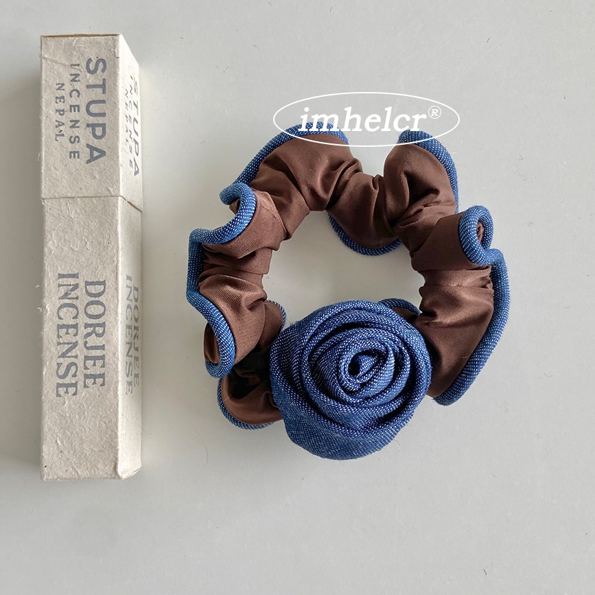 Women's Elegant Satin Daily Hair Tie Scrunchie Romantic Purple Rose