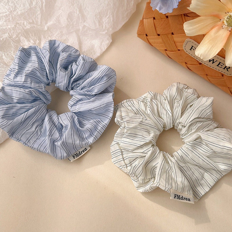 Women's All-Season Cloth Hair Tie For Everyday Wear Blue Striped