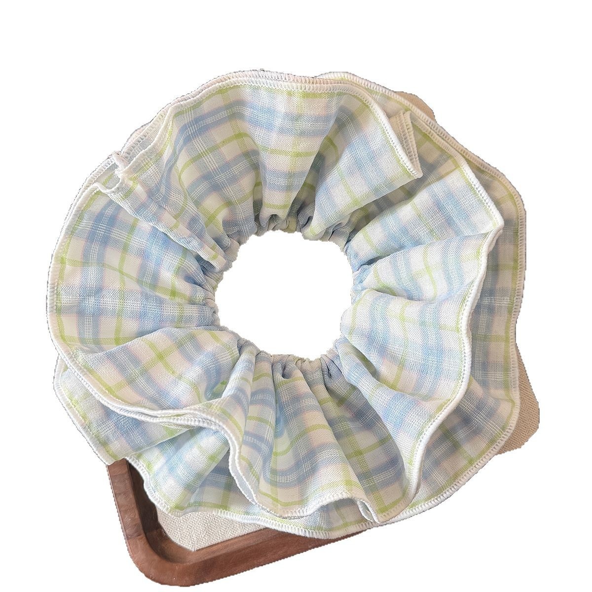 Women's Daily Cloth Hair Tie Scrunchies Pink Blue Checkered Plaid