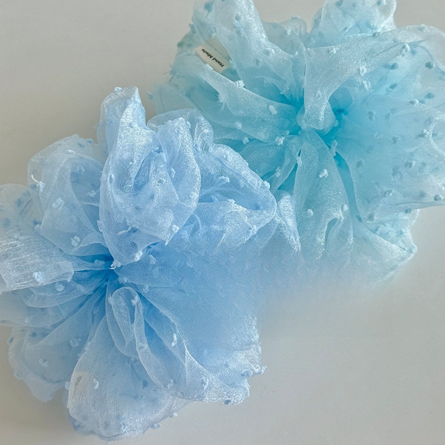 Women's Summer Tulle Bubble Braid Hair Tie Ponytail Holder Polka Dots