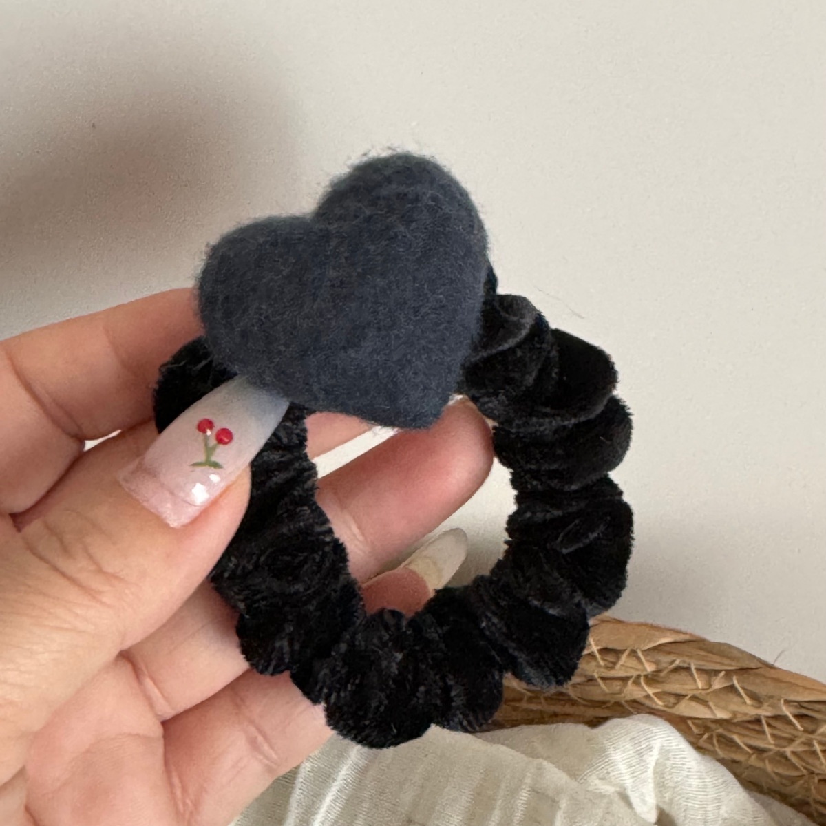 Women's Winter Essential Wool Felt Headband Black Heart Shape