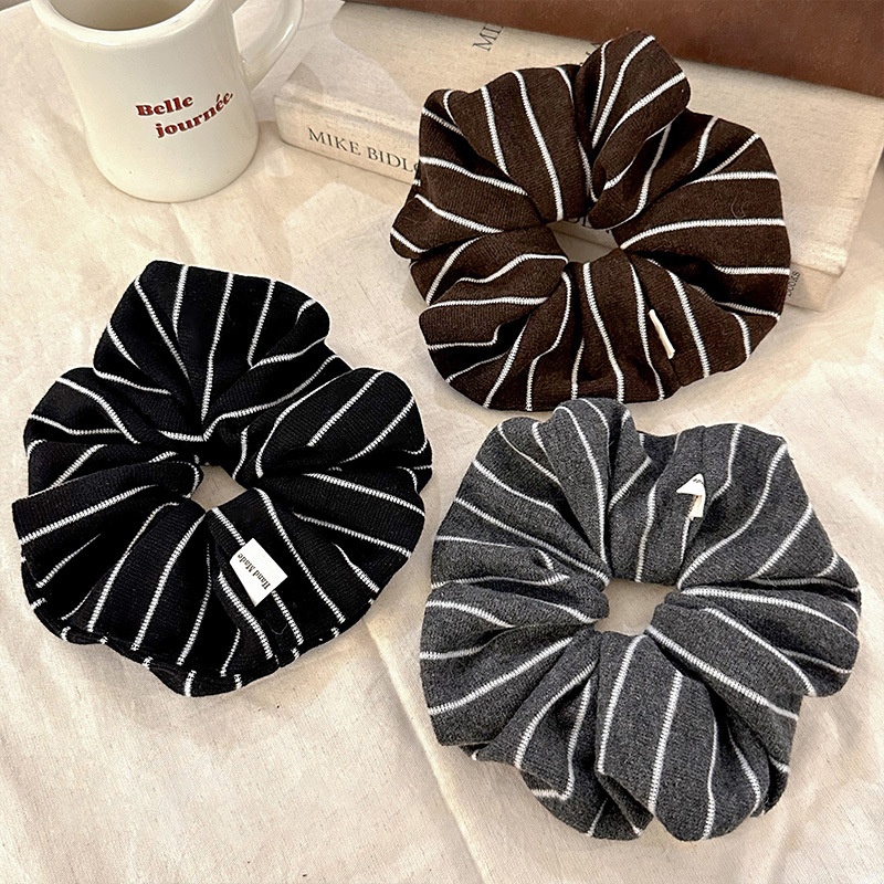 Women's Simple Striped Cloth Hair Tie, High Elasticity Ponytail Holder