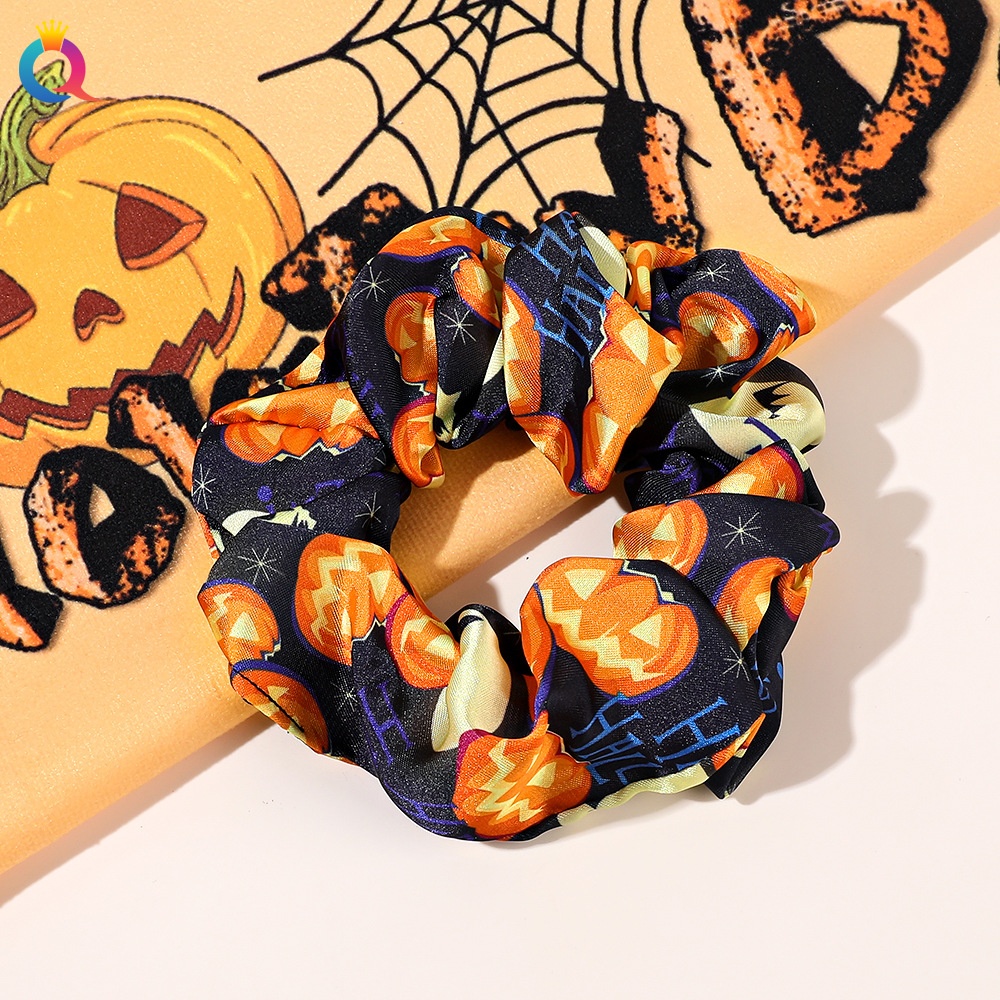 Women's Elastic Halloween Hair Tie Funny Pumpkin Skull Pattern